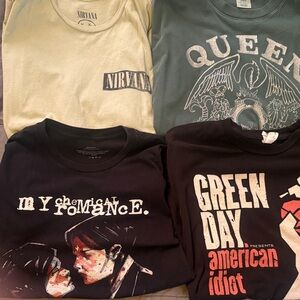 Hot Topic Band Tees Collection - Black, Green, Cream